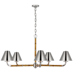 Dalfern Large Chandelier - Waxed Bamboo and Polished Nickel