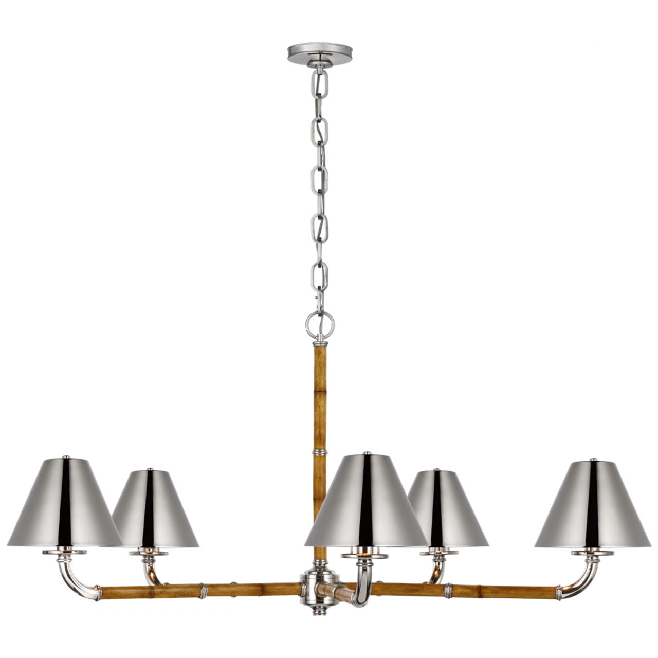 Dalfern Large Chandelier - Waxed Bamboo and Natural Brass