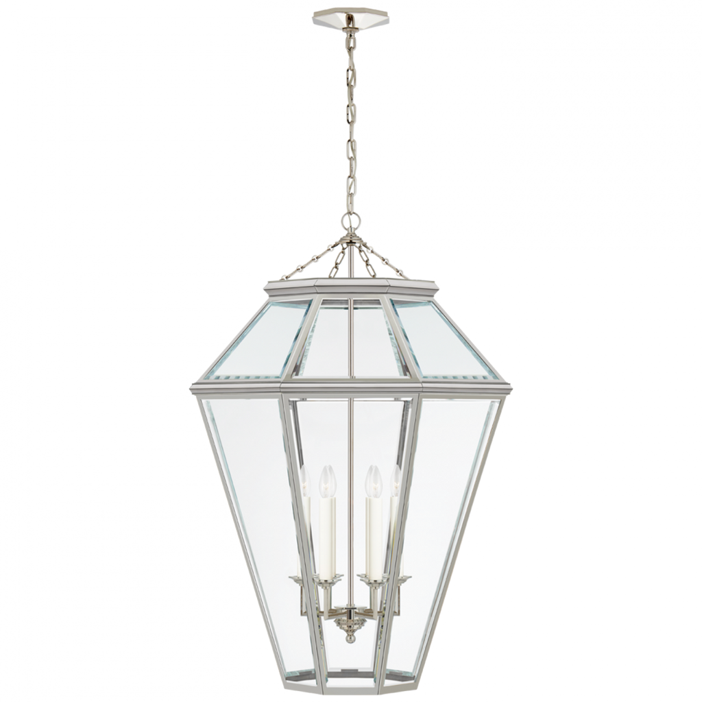 Edmund Large Lantern - Polished Nickel