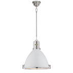 Cody Large Hanging Shade - Polished Nickel with Chocolate Leather