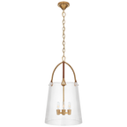 Julian Large Lantern - Natural Brass and Saddle Leather