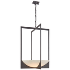 Michaela Small Wide Chandelier - Aged Iron and Alabaster