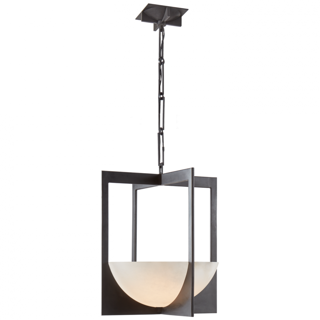 Julian Large Lantern - Natural Brass and Saddle Leather