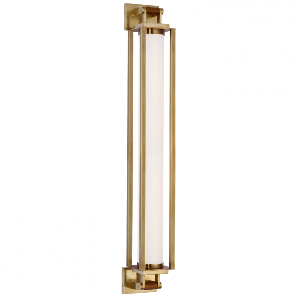 Northport 32" Linear Sconce - Natural Brass and Teak