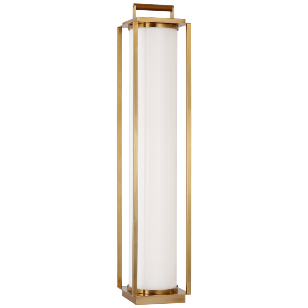 Northport Floor Lantern - Natural Brass and Teak