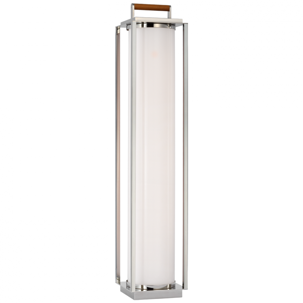 Northport Floor Lantern - Polished Nickel and Teak