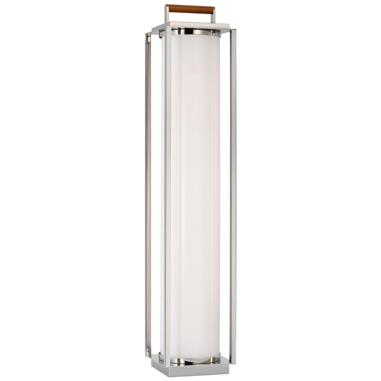 Northport Floor Lantern - Polished Nickel and Teak