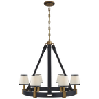 Riley Medium Ring Chandelier - Natural Brass and Navy Leather