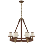 Riley Medium Ring Chandelier - Natural Brass and Saddle Leather