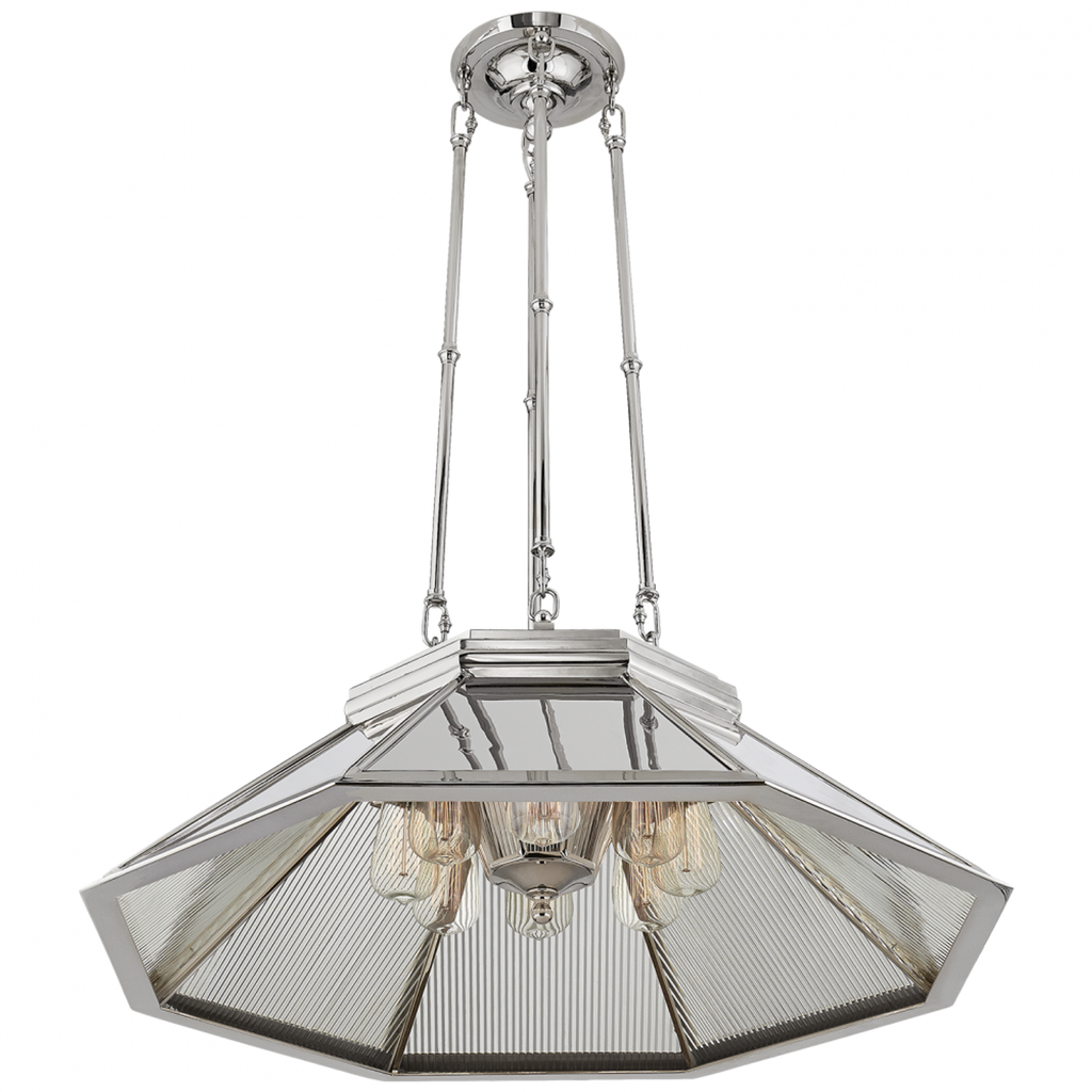 Rivington Medium Eight-Paneled Chandelier - Polished Nickel