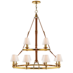 Northport Floor Lantern - Polished Nickel and Teak