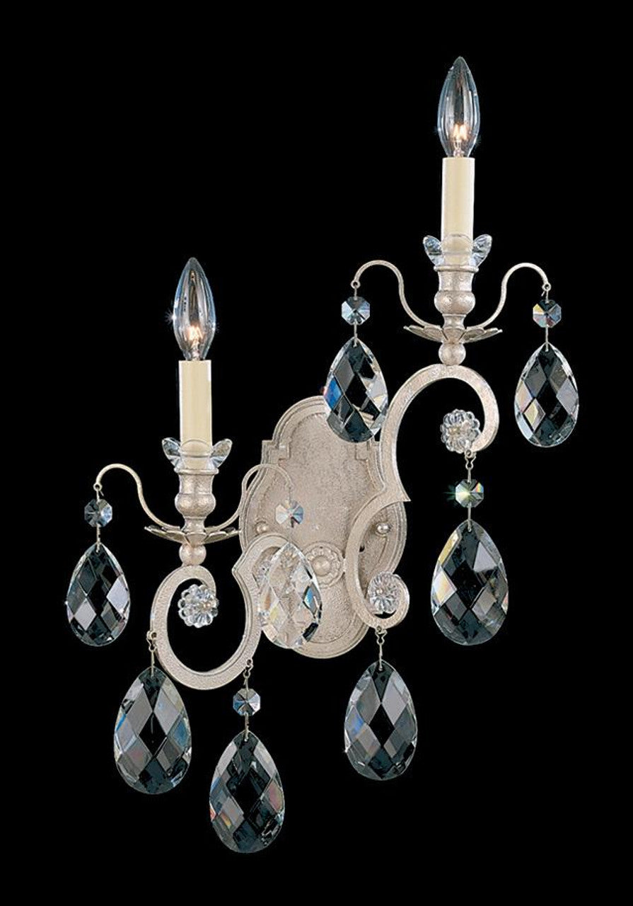 La Scala Wall Sconce, 3-Light, Antique Silver, Clear Swarovski Crystal, 17"H (5071-48S AY8LQ)