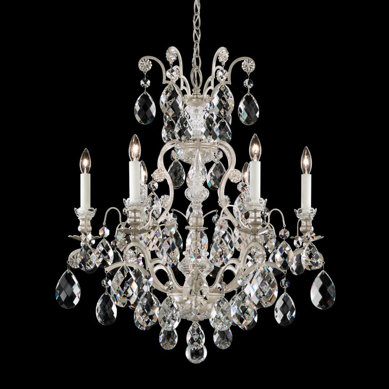 Renaissance Chandelier, 5-Light, French Gold, Clear Swarovski Crystal, 14.5"W (3769-26S 1HZRLT)