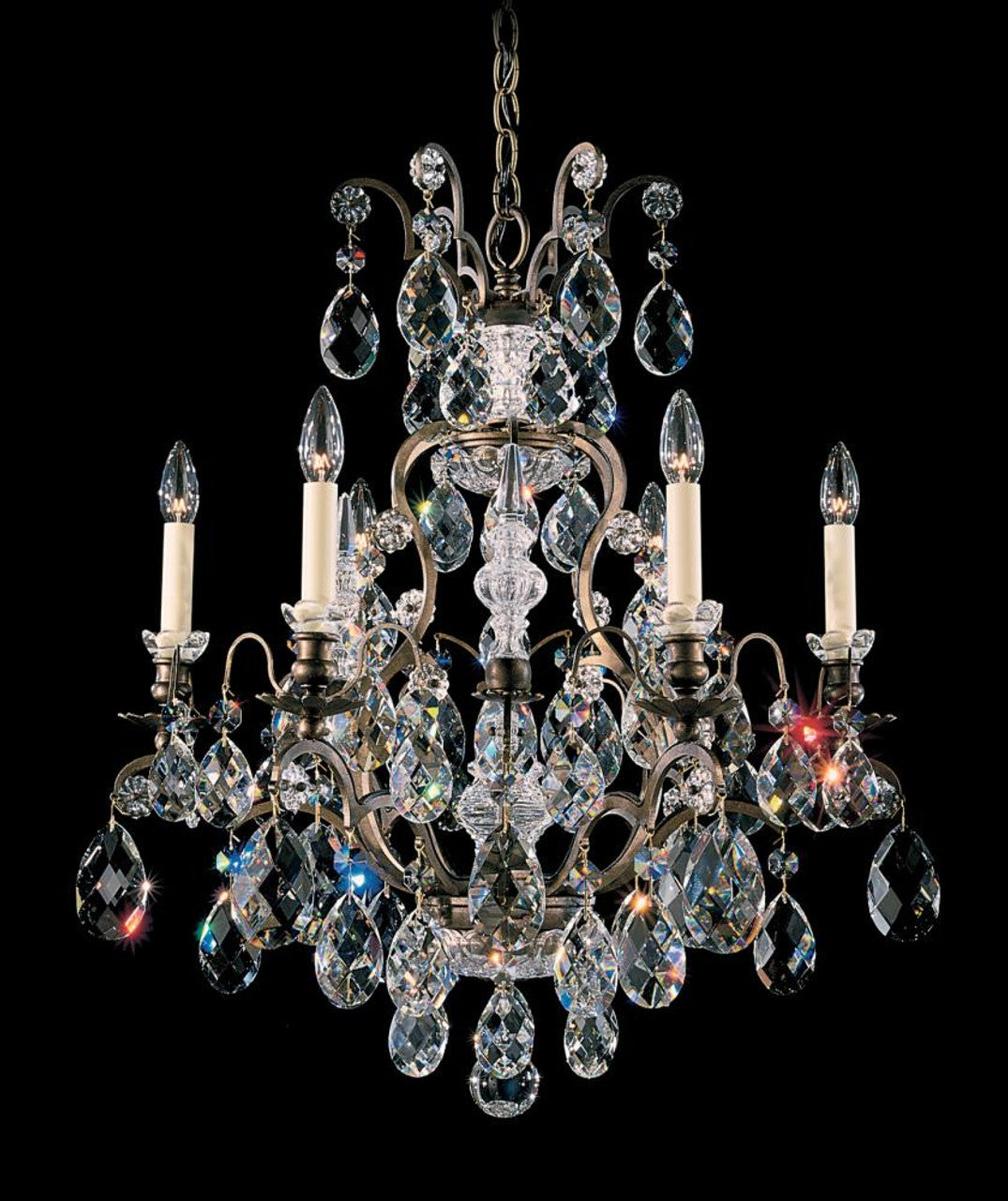 Renaissance Chandelier, 5-Light, Antique Silver, Clear Heritage Crystal, 14.5"W (3769-48 Y9QWL)