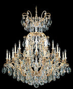 La Scala Chandelier, 15-Light, Antique Silver, Clear Swarovski Crystal, 28"W (5075-48S AYCJA)