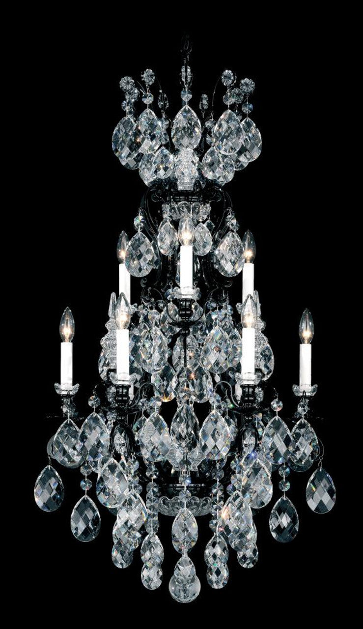 Renaissance Chandelier, 10-Light, Black, Clear Heritage Crystal, 21"W (3780-51 Y9RVV)