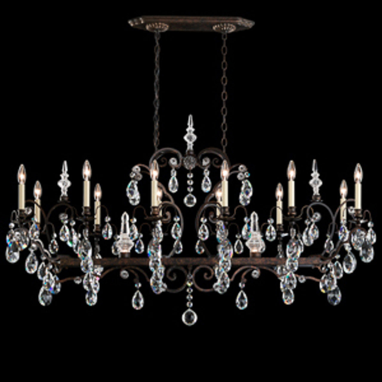 Renaissance Chandelier, 14-Light, Heirloom Bronze, Clear Swarovski Crystal, 56"W (3796N-76S 1J2V6Y)