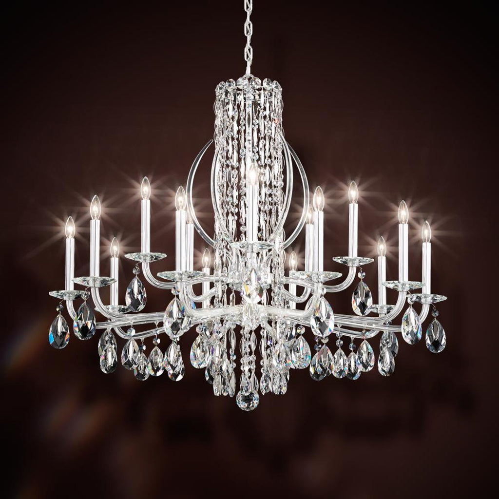 Sarella Chandelier, 15-Light, Antique Silver, Clear Heritage Crystal, 41"W (RS8315N-48H 1HWUX6)