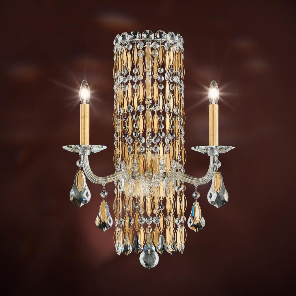 Sarella Wall Sconce, 2-Light, Antique Silver, Clear Heritage Crystal, 23"H (RS8332N-48H 1HWVU3)