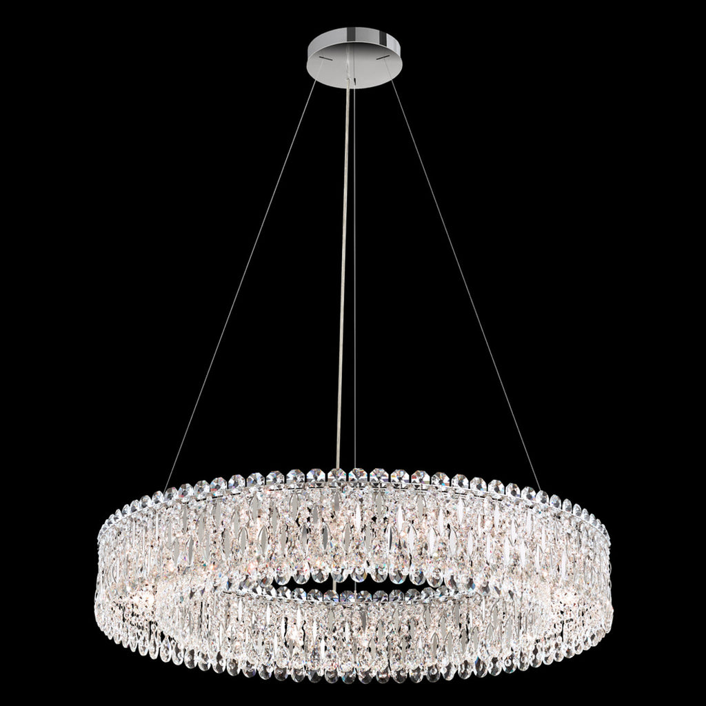 Sarella Pendant, 12-Light, Polished Stainless Steel, Clear Swarovski Crystal, 24"W (RS8343N-401S 1HZXHT)