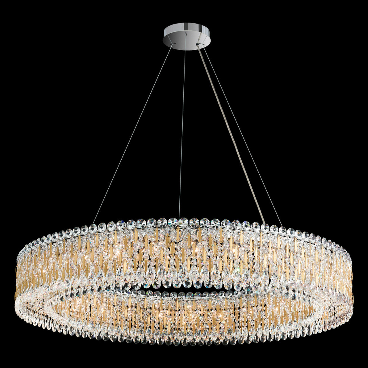 Sarella Pendant, 12-Light, Polished Stainless Steel, Clear Swarovski Crystal, 24"W (RS8343N-401S 1HZXHT)