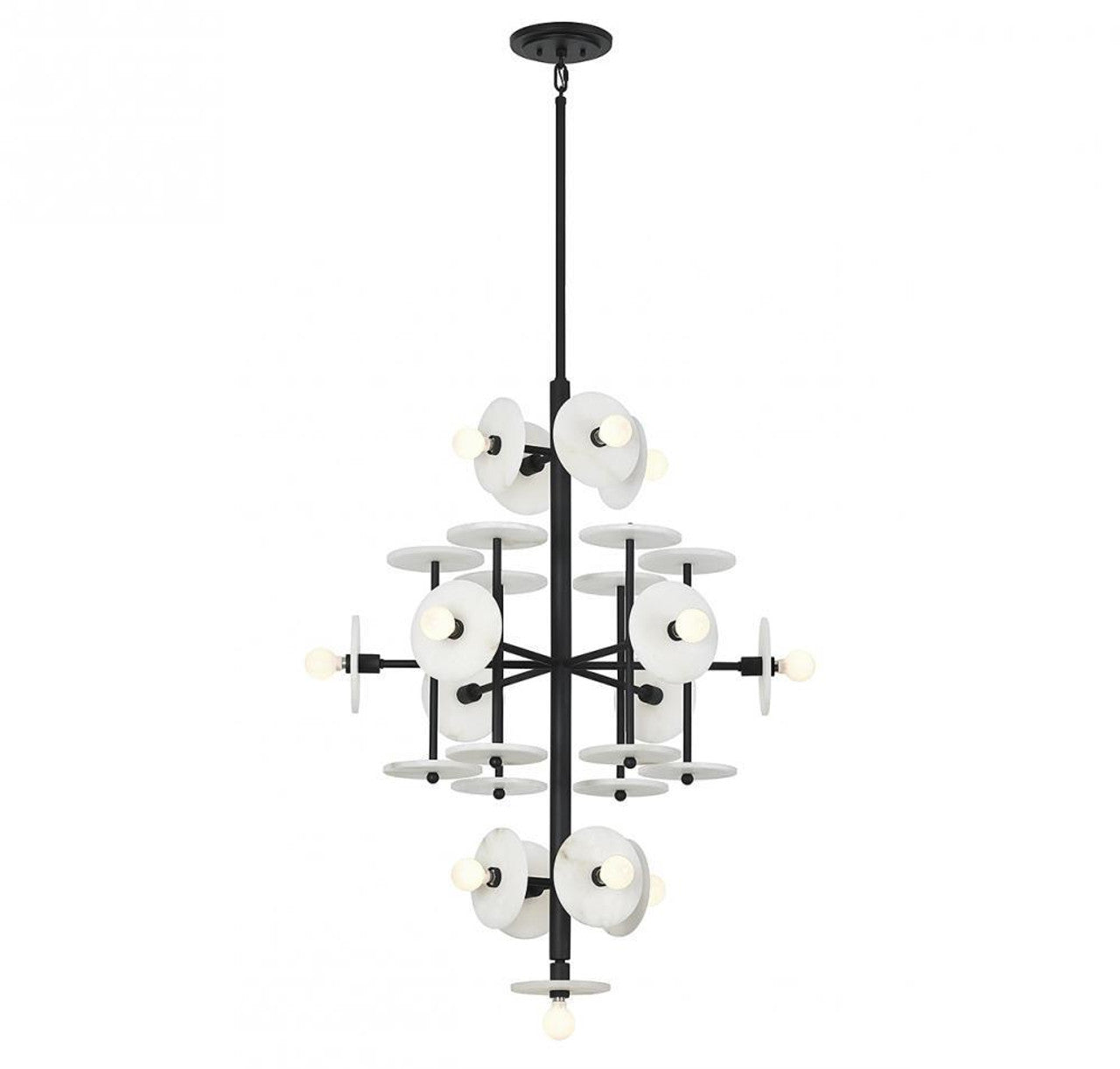 Amani Chandelier, 15-Light, Royal Gold, Alabaster Shade, 30"W (1-1592-15-38 ALVNU)