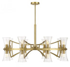 Bennington Chandelier, 16-Light, Warm Brass, Glass Shade, 45"W (1-9705-16-322 ALRQG)