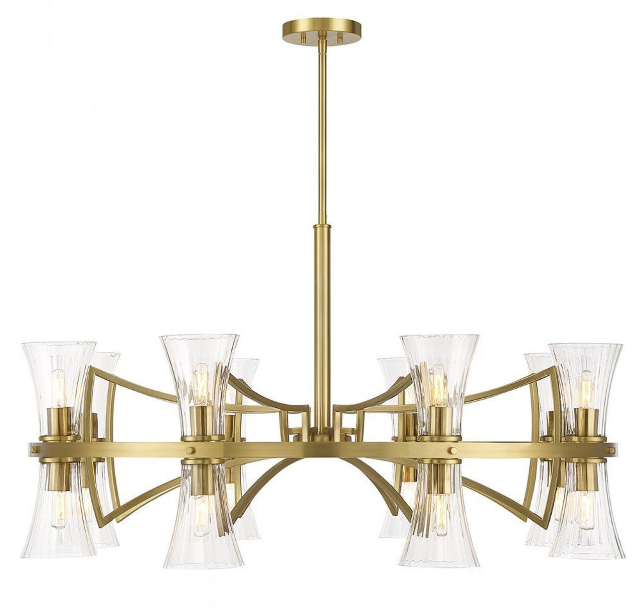 Bennington Chandelier, 16-Light, Warm Brass, Glass Shade, 45"W (1-9705-16-322 ALRQG)