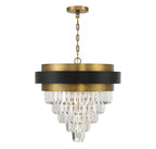 Marquise Chandelier, 4-Light, Matte Black with Warm Brass Accents, Optic Acrylic Elements Shade, 24"W (1-1669-4-143 AHXXU)