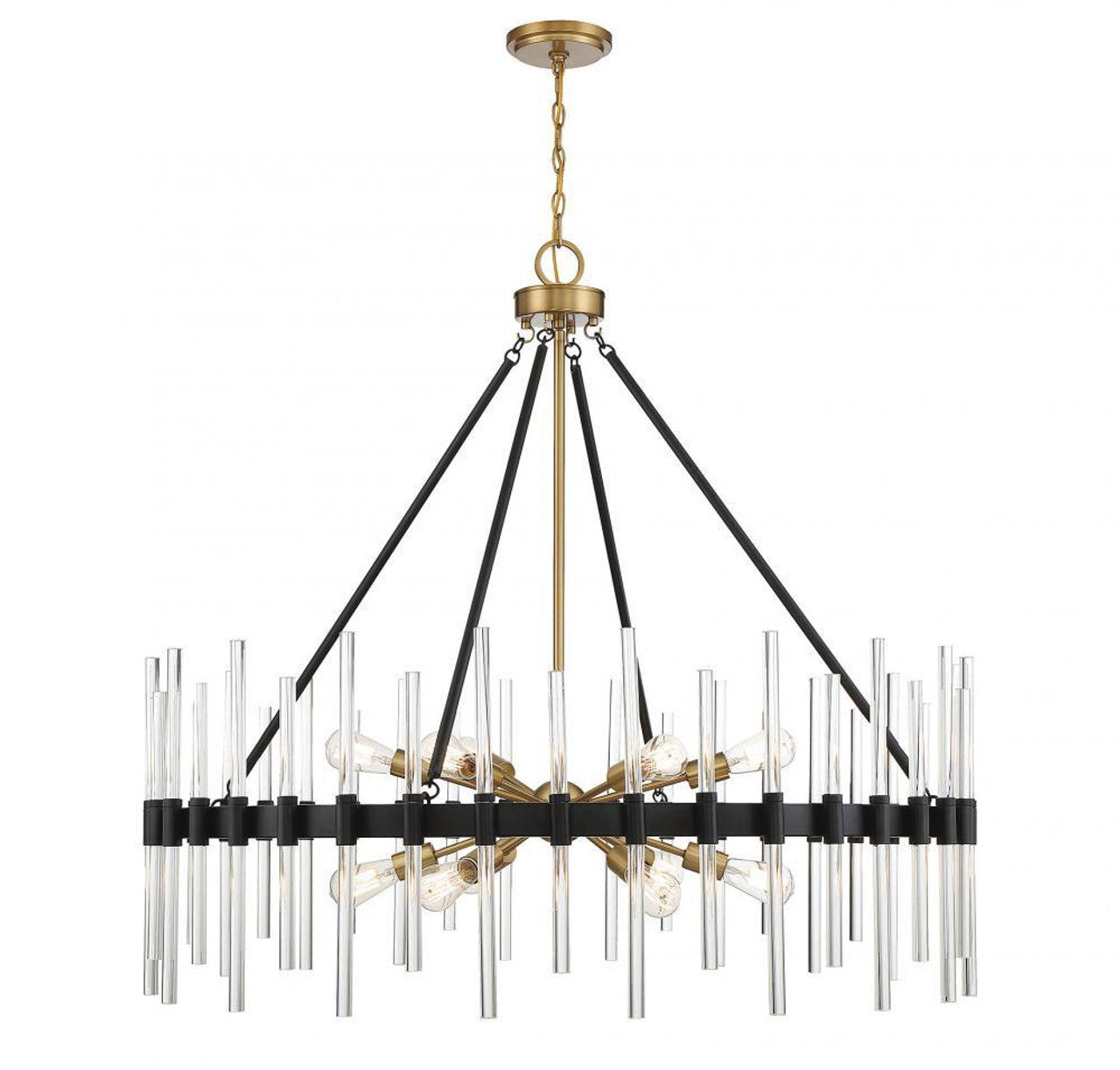 Santiago Chandelier, 12-Light, Matte Black with Warm Brass Accents, 45"W (1-1934-12-143 AHWY1)