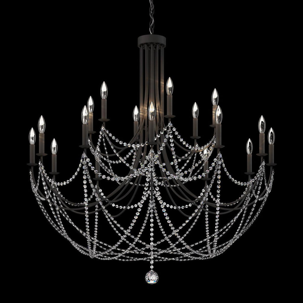 Verdana Chandelier, 18-Light, Black, Clear Optic Crystal  (RJ1018N-51O 1JD433)