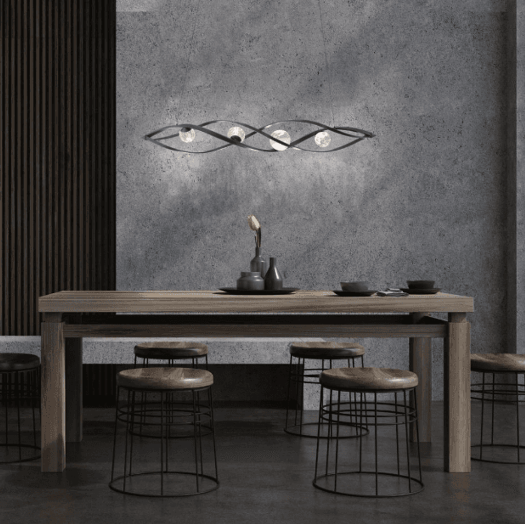 Atomic Pendant, Integrated LED, Black Leather, Brushed Nickel, Optic Crystal (BPD45236-BK/BN YUEX014CWC)