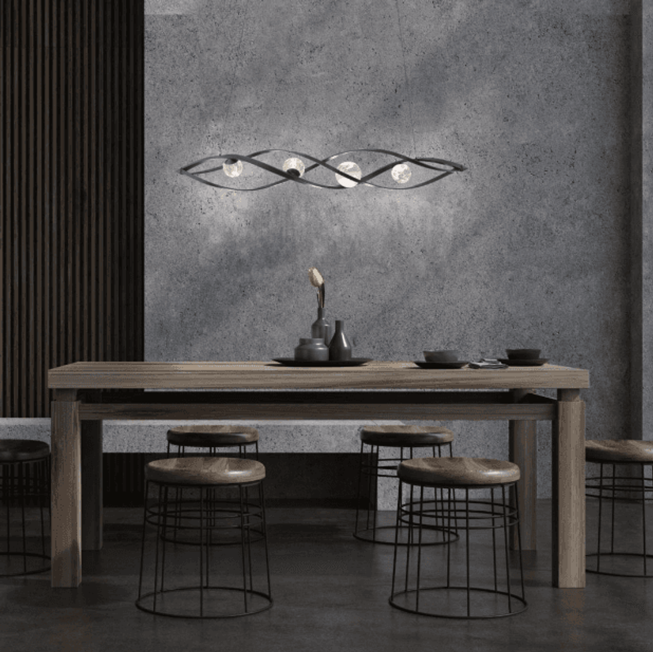 Atomic Pendant, Integrated LED, Black Leather, Brushed Nickel, Optic Crystal (BPD45236-BK/BN YUEX014CWC)