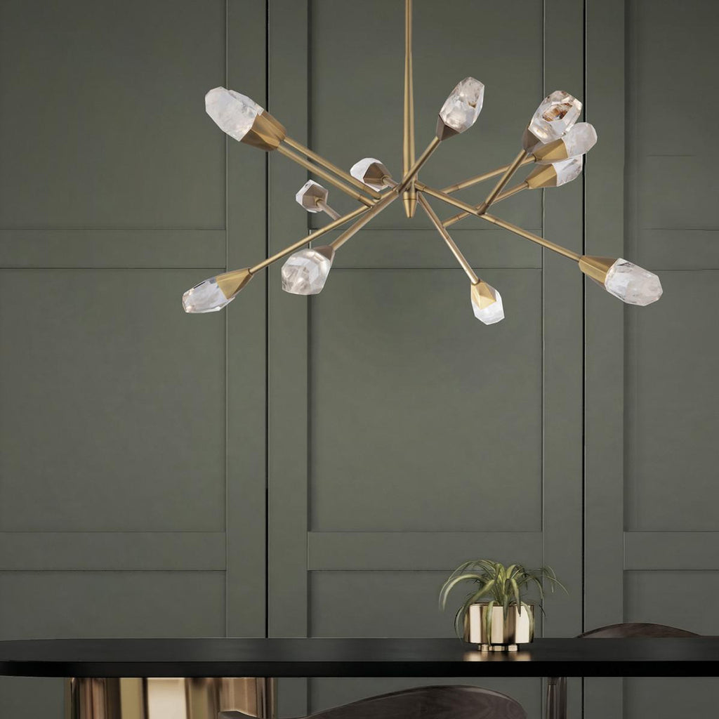 Synapse Chandelier, Integrated LED, Aged Brass, Optic Haze Quartz (BPD32232-AB YUEX014AZX)