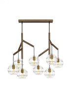 Sedona Triple Chandelier, 12-Light, LED, Satin Nickel, Transparent Glass Orb, 24.5"W (700SDNMPL3KS-LED927 70E7GVC)