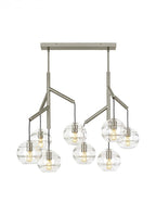 Sedona Double Chandelier, 8-Light, Aged Brass, Transparent Glass Orb, 24.5"W (700SDNMPL2CR 70E7GUW)