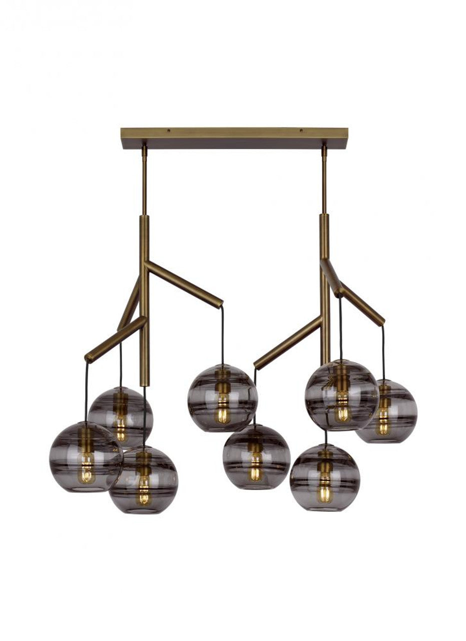 Sedona Double Chandelier, 8-Light, Aged Brass, Transparent Glass Orb, 24.5"W (700SDNMPL2KR 70E7GV0)