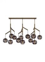 Sedona Triple Chandelier, 12-Light, LED, Aged Brass, Transparent Glass Orb, 24.5"W (700SDNMPL3KR-LED927 70E7GV9)