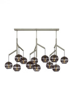 Sedona Triple Chandelier, 12-Light, Aged Brass, Transparent Glass Orb, 24.5"W (700SDNMPL3KR 70E7GV8)
