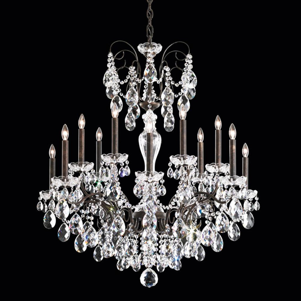 Sonatina Chandelier, 12-Light, Polished Silver, Clear Swarovski Crystal, 34"W (ST1849N-40S 1814RF)