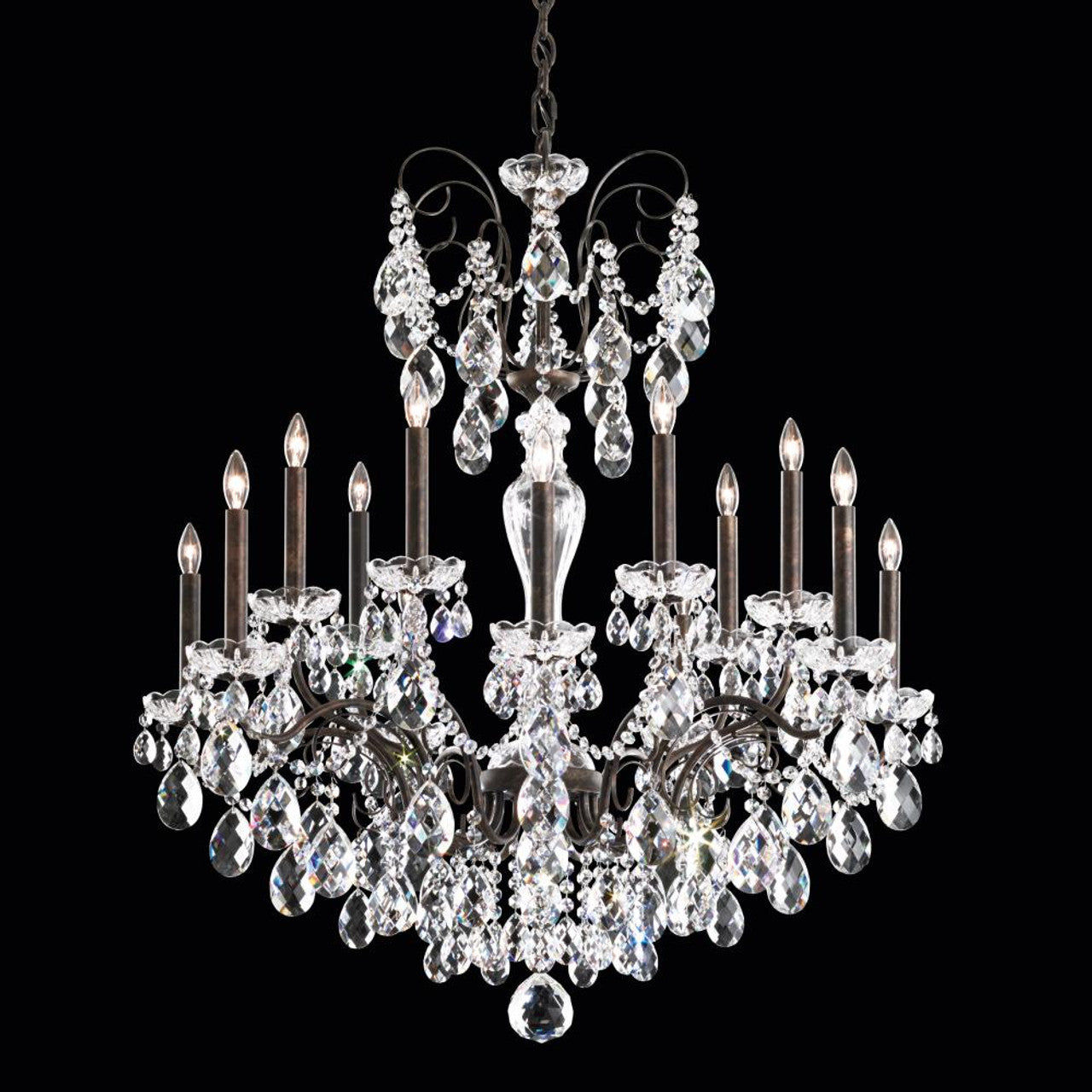 Sonatina Chandelier, 12-Light, Polished Silver, Clear Swarovski Crystal, 34"W (ST1849N-40S 1814RF)
