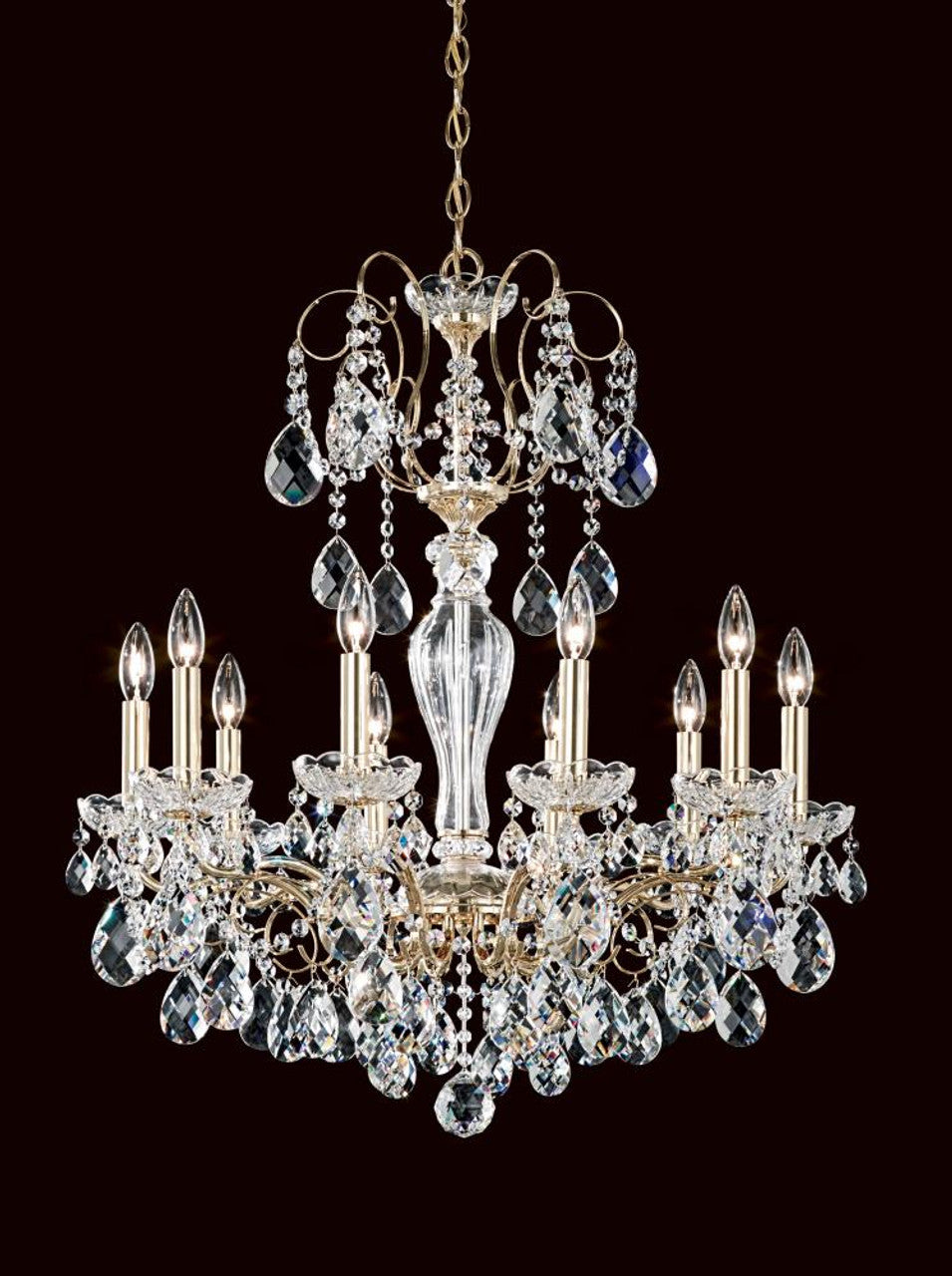 Sterling Chandelier, 45-Light, Polished Silver, Clear Swarovski Crystal, 60"W (3612-40S 180WY7)
