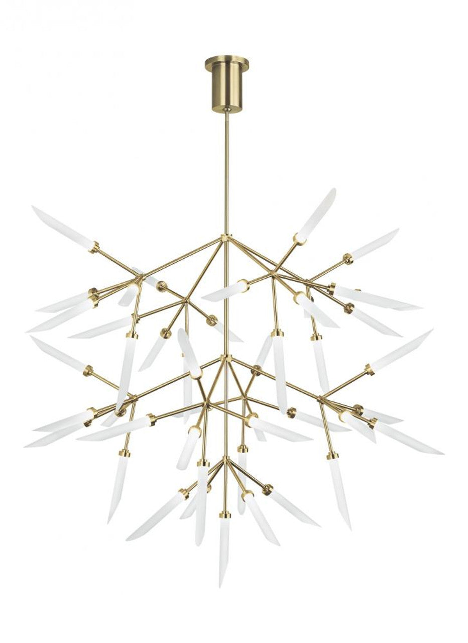 Spur Grande Chandelier, 45-Light, 3-Tier, LED, Aged Brass, Glass, 41.25"W (700SPRGFR-LED927 70E7GVR)