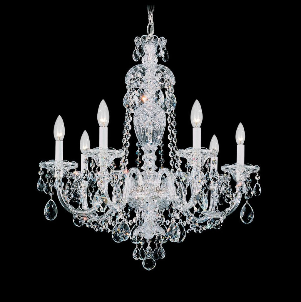Sterling Chandelier, 7-Light, Polished Silver, Clear Swarovski Crystal, 25"W (2995-40S Y9N0J)