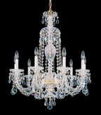 Sterling Chandelier, 9-Light, Polished Silver, Clear Heritage Crystal, 27"W (2996-40H Y9NWW)