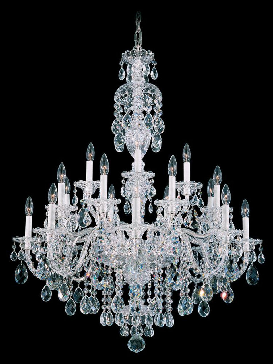 Sterling Chandelier, 20-Light, Polished Silver, Clear Heritage Crystal, 34"W (2998-40H Y9NXH)