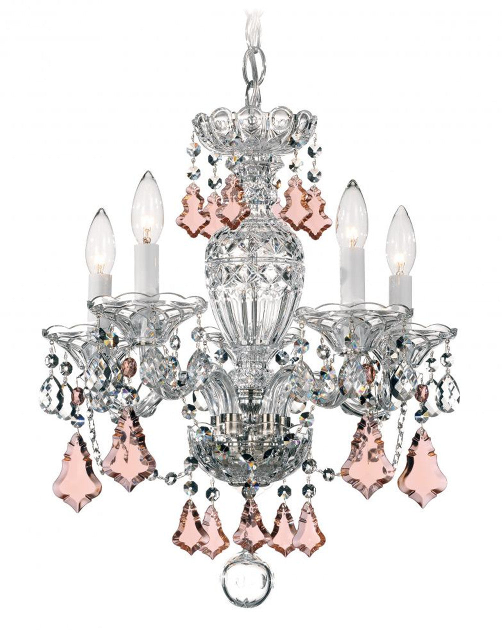 Sterling Chandelier, 5-Light, Polished Silver, Clear Swarovski Crystal, 16"W (2999-40S Y9NXW)