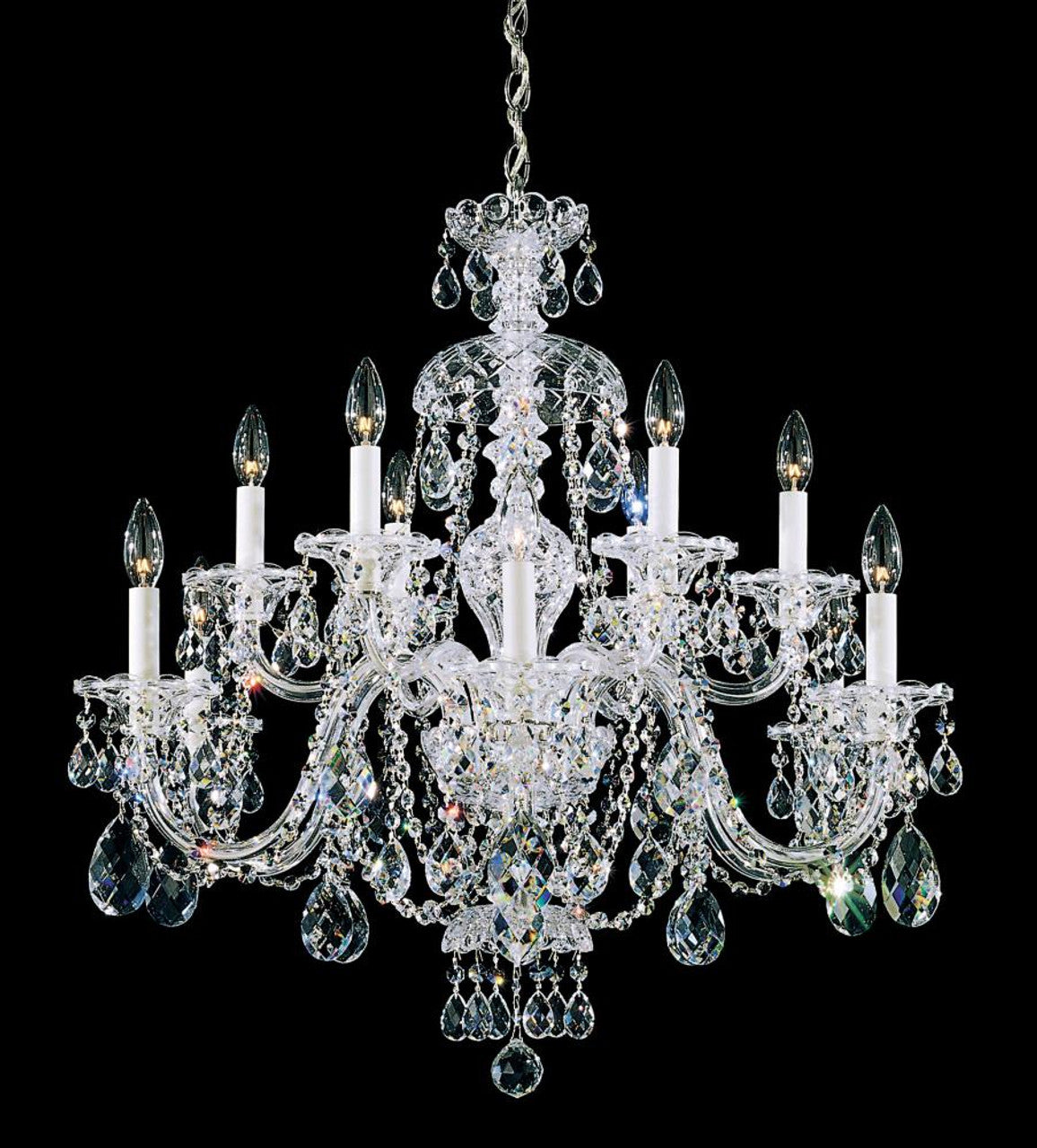 Sterling Chandelier, 12-Light, Aurelia Gold, Clear Swarovski Crystal, 29"W (3601-211S 17QRY7)