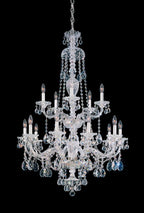 Sterling Chandelier, 12-Light, Polished Silver, Clear Swarovski Crystal, 29"W (3601-40S Y9NY7)