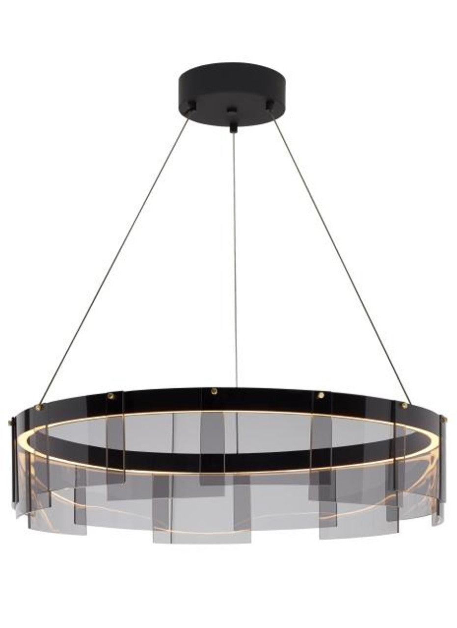 Stratos Chandelier, 1-Light, LED, Black, Transparent Glass, 30.75"W (700STR30KB-LED927 70E7HTX)